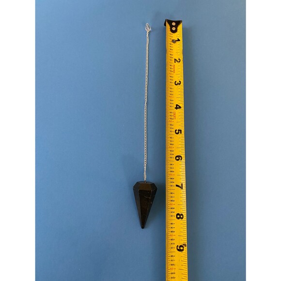 Black Tourmaline crystal pendulum on silver chain with Quartz bead - Picture 6 of 7